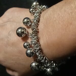 Delicate silver ball beaded Expandable bracelet Bracelet .